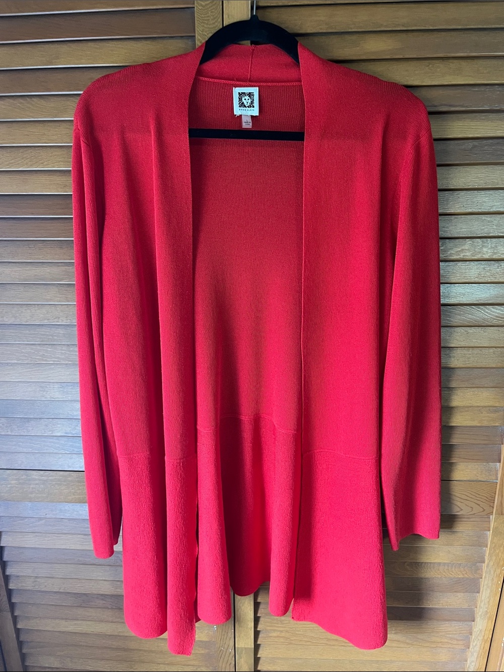 Ann Klein Women's Open-Front Red Sweater Cardigan Size Large